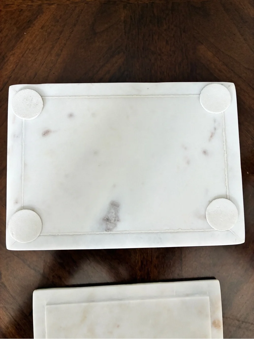 Green Onyx Inlay and White Marble Decorative Trinket Box
